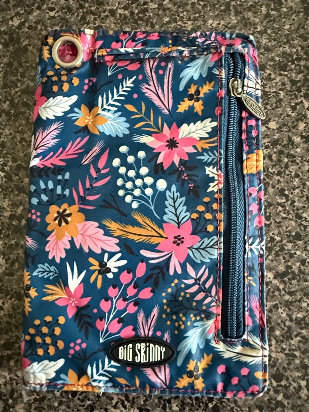 Big Skinny wallet. Floral Navy Universal Phone Wallet Case with Card Slots
